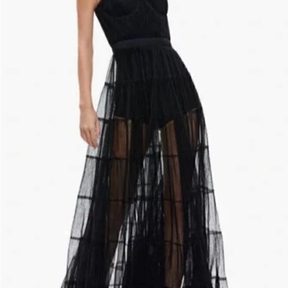 Alice + Olivia Deena Pleated Maxi Dress with Hot Pants Women's Black Size 12